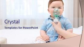  Presentation with nebulizer - Beautiful presentation theme featuring childhood asthma - health care concept woman backdrop and a sky blue colored foreground