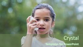  Presentation with inhaler - Audience pleasing theme consisting of childhood asthma - little boy using his inhaler backdrop and a tawny brown colored foreground