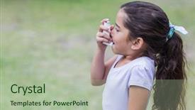  Presentation with inhaler - Theme enhanced with childhood asthma - little boy using his inhaler background and a mint green colored foreground