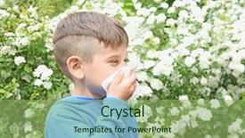  Presentation with sneezing - Cool new PPT theme with childhood asthma - sneezing little cute boy backdrop and a seafoam green colored foreground