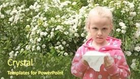  Presentation with sneezing - Theme featuring childhood asthma - sneezing little cute girl background and a tawny brown colored foreground
