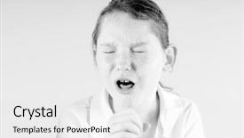  Presentation with cold plasma - Colorful slides enhanced with childhood asthma - young girl coughing with cold backdrop and a white colored foreground