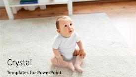  Presentation with baby sitting - Beautiful theme featuring childhood babyhood emotions and people backdrop and a lemonade colored foreground