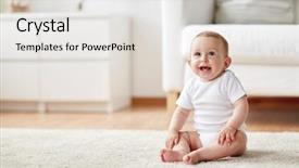  Presentation with baby sitting - Presentation theme consisting of childhood babyhood and people concept background and a light gray colored foreground