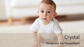  Presentation with baby girl - Colorful presentation design enhanced with childhood babyhood and people concept backdrop and a  colored foreground