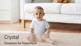  Presentation with baby sitting - PPT theme enhanced with childhood babyhood and people concept background and a  colored foreground