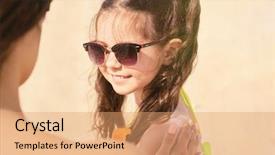  Presentation with cancer care - Slides with childhood cancer - mother and daughter applying sunscreen background and a coral colored foreground