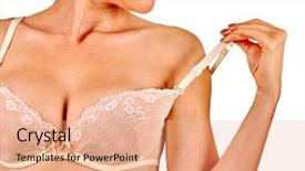  Presentation with nursing diagnosis - Colorful presentation theme enhanced with childhood cancer - woman in bra strap straightens backdrop and a coral colored foreground