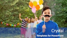  Presentation with birthday boy - Colorful slide set enhanced with childhood concept - smiling boy backdrop and a ocean colored foreground