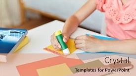  Presentation with paper making - Beautiful presentation theme featuring childhood-creativity-and-hobby-concept backdrop and a coral colored foreground