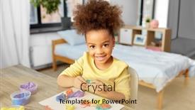  Presentation with creativity - PPT theme featuring childhood-creativity-and-hobby-concept background and a coral colored foreground