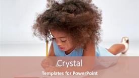  Presentation with african people - Presentation theme featuring childhood creativity drawing and people concept - happy little african american girl with sketchbook and pencil over grey background background and a coral colored foreground