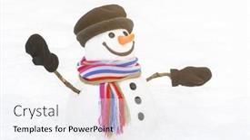 Presentation with snowman - Presentation theme consisting of childhood dream is a snowman traditional winter character with a lovely smile background and a sky blue colored foreground