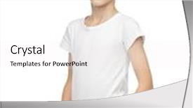  Presentation with advertisement - Colorful presentation design enhanced with childhood fashion advertisement and people concept - happy boy in white t-shirt and jeans backdrop and a white colored foreground
