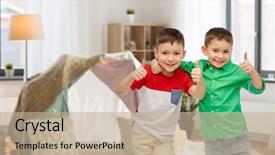  Presentation with kids fashion - Audience pleasing slides consisting of childhood fashion friendship and people backdrop and a mint green colored foreground