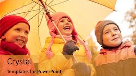 Presentation with weather - Presentation having concept - group of happy kids background and a gold colored foreground