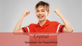  Presentation with polo - Amazing presentation design having childhood-gesture-and-people-concept backdrop and a red colored foreground