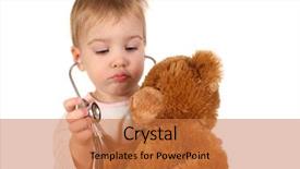  Presentation with baby toy - Amazing presentation design having childhood immunization - baby with stethoscope and toy backdrop and a coral colored foreground