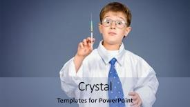  Presentation with syringe - Presentation with childhood immunization - cute serious boy holding background and a light blue colored foreground