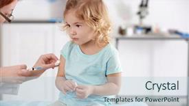  Presentation with clinic - Presentation design enhanced with childhood immunization - doctor vaccinating child in clinic background and a lemonade colored foreground