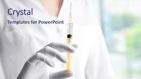  Presentation with waiter hand in white glove - Audience pleasing slide deck consisting of childhood immunization - hand in glove with syringe backdrop and a sky blue colored foreground