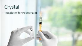  Presentation with immunization - Audience pleasing slide deck consisting of childhood immunization - hands in gloves with syringe backdrop and a sky blue colored foreground