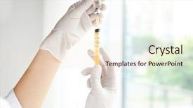  Presentation with syringe - Presentation design consisting of childhood immunization - hands in gloves with syringe background and a lemonade colored foreground