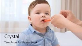  Presentation with sick baby - Presentation design having childhood immunization - health care concept woman giving background and a light blue colored foreground