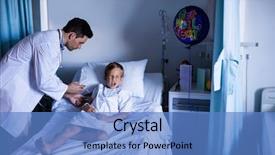  Presentation with hospital - Slide deck consisting of childhood immunization - male doctor injecting patient background and a  colored foreground