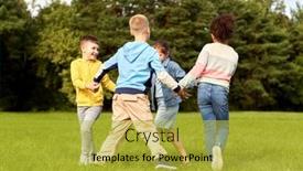  Presentation with kids playing - PPT theme having childhood-leisure-and-people-concept background and a yellow colored foreground