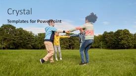  Presentation with kids playing - PPT layouts having childhood-leisure-and-people-concept background and a light blue colored foreground