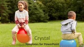  Presentation with childhood - PPT theme featuring childhood-leisure-and-people-concept background and a yellow colored foreground