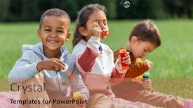  Presentation with childhood - PPT theme enhanced with childhood-leisure-and-people-concept background and a coral colored foreground