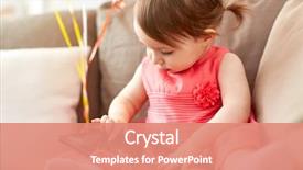  Presentation with baby sitting - Slide deck featuring childhood people and technology concept background and a  colored foreground