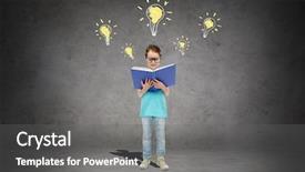  Presentation with light book - PPT theme with book over concrete room background background and a gray colored foreground