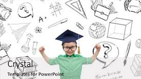  Presentation with school graduation - Audience pleasing PPT theme consisting of childhood school education knowledge backdrop and a  colored foreground