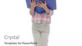  Presentation with vision - Theme with childhood school education vision and people concept - happy little girl in eyeglasses reading book background and a white colored foreground