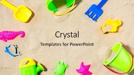  Presentation with beach toys on sand - Beautiful presentation featuring tools mold - childhood and summer concept backdrop and a lemonade colored foreground