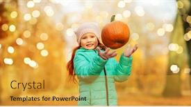  Presentation with happy thanksgiving - Amazing slide set having childhood-thanksgiving-day-and-halloween backdrop and a gold colored foreground