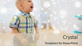  Presentation with baby toy - Presentation having childhood toys and people concept background and a lemonade colored foreground