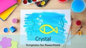  Presentation with childish - Cool new presentation theme with childish - child's painting of fish backdrop and a arctic colored foreground