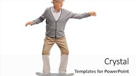  Presentation with joyful - Slide deck with childish - joyful senior man riding background and a white colored foreground