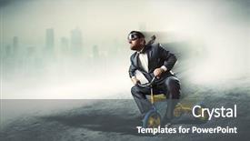  Presentation with childish - PPT theme enhanced with childish - nerdy businessman riding a small background and a dark gray colored foreground
