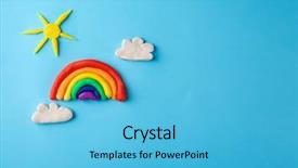  Presentation with childish - Beautiful slides featuring childish - plasticine rainbow sun and clouds backdrop and a light blue colored foreground