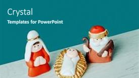  Presentation with saint joseph - Presentation design having childish-depiction-of-the-holy background and a ocean colored foreground