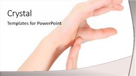  Presentation with childish - Amazing presentation theme having childish hands represents letter f from alphabet backdrop and a sky blue colored foreground