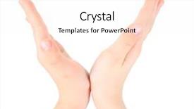  Presentation with childish - Presentation theme having childish hands represents letter v from alphabet background and a sky blue colored foreground