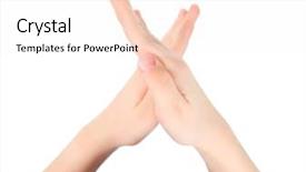  Presentation with childish - Presentation theme featuring childish hands represents letter x from alphabet stop sign background and a sky blue colored foreground