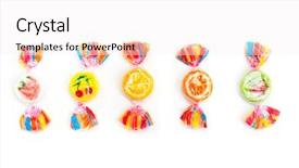  Presentation with different - Amazing PPT theme having childlike - five different candies on white backdrop and a white colored foreground