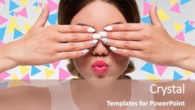  Presentation with nails - Slide deck featuring childlike - pretty woman with colorful gel background and a coral colored foreground